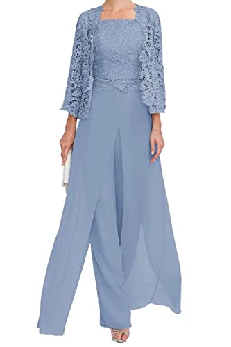 TANPAUL Mutter des Bräutigams Hosenanzug - Spitzen Chiffon Brautmutter Kleid mit Jacke Formell Abendanzug von TANPAUL