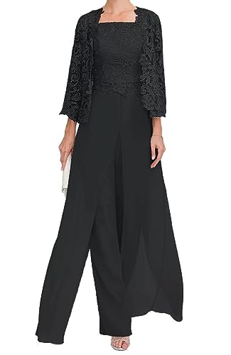 TANPAUL Mutter des Bräutigams Hosenanzug - Spitzen Chiffon Brautmutter Kleid mit Jacke Formell Abendanzug von TANPAUL