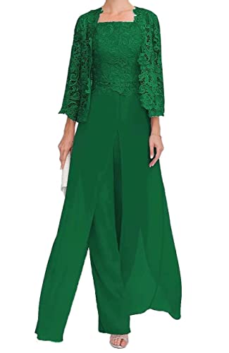 TANPAUL Spitzen Hosenanzug Damen Hochzeit - Chiffon Jumpsuits Brautmutterkleider mit Jacke Formell Abendanzug von TANPAUL