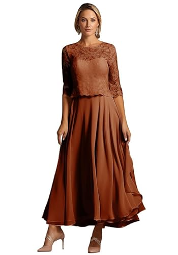 TANPAUL Teelänge Abendkleider Damen Chiffon A-Linie Brautmutterkleider 1/2 Ärmel Festliche Kleider für Hochzeitsgäste Gebranntes Orange 6 TANPAUL Teelänge Abendkleider Damen Chiffon A-Linie Brautmutterkleider 1/2 Ärmel Festliche Kleider für Hochzeitsgäste Gebranntes Orange 6 von TANPAUL