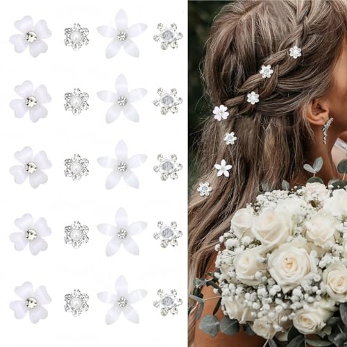 TANSAR 20 Stück Kleine Haarschmuck Blumen, Braut Haarschmuck Hochzeit, Weiße Blumen Haarspangen für Mädchen Frauen TANSAR 20 Stück Kleine Haarschmuck Blumen, Braut Haarschmuck Hochzeit, Weiße Blumen Haarspangen für Mädchen Frauen von TANSAR