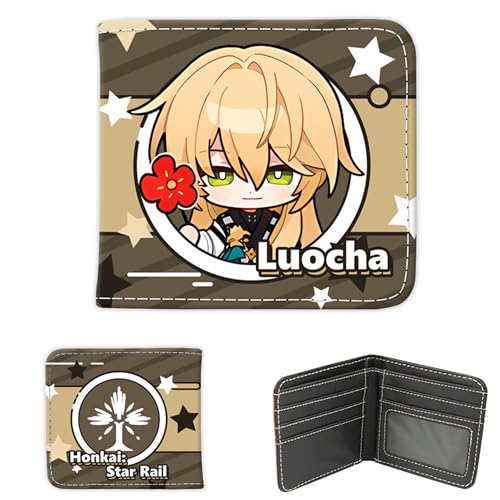 TANSHOW Honkai Star Rail Geldbörse Kann Kreditkarten Bargeld Burable Clutch Anime Geldbörse für Männer Frauen aufnehmen (Luocha) von TANSHOW