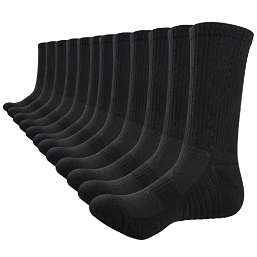 TANSTC Laufsocken Herren Damen 47-50, Klassischer Casual Business Arbeitssocken Herrensocken, Hohe Elastizität Tennissocken Wandersocken Sportsocken, Funktionssocken Rennrad Socken, Schwarz 6 Paar von TANSTC