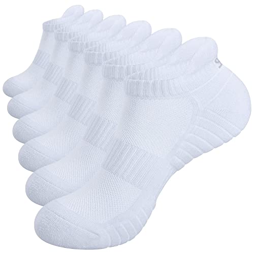 Sneaker Socken 39-42 Herren Damen Weiß, Atmungsaktives Anti-Rutsch Kurzsocken Arbeitssocken Wandersocken, Low-Cut Baumwolle Sportsocken Tennissocken, Weich Komfortabel Füßlinge Herrensocken,6 Paar M von TANSTC