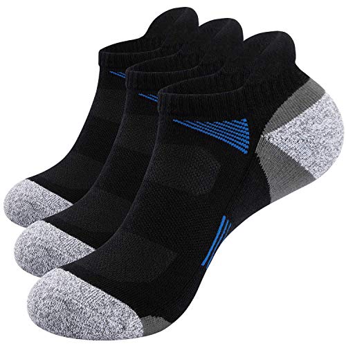 Sneaker Socken Herren Damen 39-42, Baumwolle Atmungsaktives Füßlinge Tennissocken Laufsocken Unisex, Sommer Anti-Rutsch Kurz Wandersocken Kuschelsocken Herrensocken Männer, Schwarz 3 Paar M, Geschenke von TANSTC