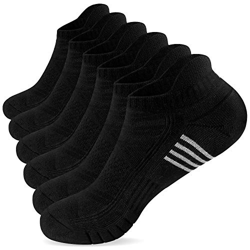 Sneaker Socken Herren Damen 39-42, Baumwolle Atmungsaktives Füßlinge Tennissocken Laufsocken Unisex, Sommer Anti-Rutsch Kurz Wandersocken Kuschelsocken Herrensocken Männer, Schwarz 6 Paar M, Geschenke von TANSTC