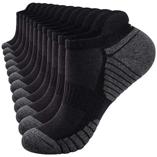 Sneaker Socken Herren Damen 39-42, Baumwolle Atmungsaktives Füßlinge Tennissocken Laufsocken Unisex, Sommer Anti-Rutsch Kurz Wandersocken Kuschelsocken Herrensocken Männer, Schwarz 6 Paar M, Geschenke von TANSTC