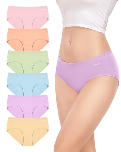 TANSTC Hipster Unterwäsche Damen Baumwolle, Damenslips Mehrpack 6er - Tiefsitzende Unterhosen für Sport & Alltag, L von TANSTC