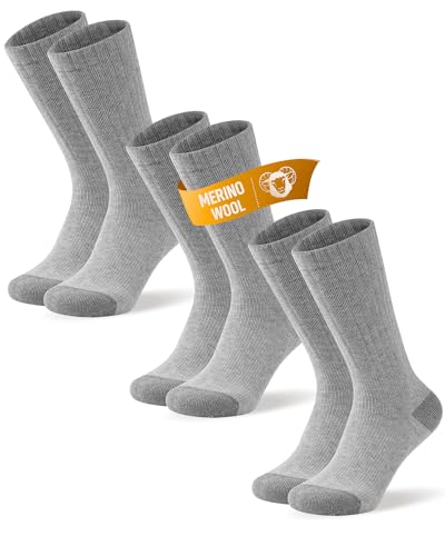 TANSTC Sneaker Socken Damen 39-42 Thermo Wintersocken Wollsocken Herren Winter Thermosocken Kuschelsocken Dicke Wandersocken Arbeitssocken Gepolstert Warme Tennissocken Sportsockenn, Grau 3 Paar M von TANSTC