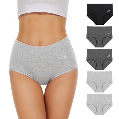 TANSTC Unterhosen Damen Unterwäsche Weich Baumwolle, 5er Pack Unterwäsche Frauen, Stretch Hohe Taille Panties Damen, Atmungsaktive Sexy Slip Damen, Hipster Damen Tochter Als Geschenk Erhältlich, XXL von TANSTC