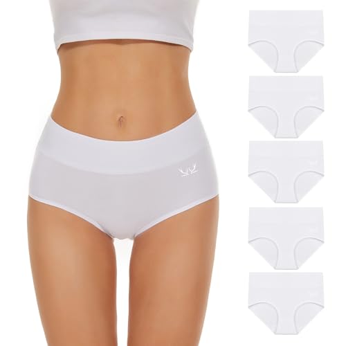 TANSTC Unterhosen Damen Unterwäsche Weich Baumwolle, 5er Pack Unterwäsche Frauen, Stretch Hohe Taille Panties Damen, Atmungsaktive Sexy Slip Damen, Hipster Damen Tochter Als Geschenk Erhältlich, XXL von TANSTC