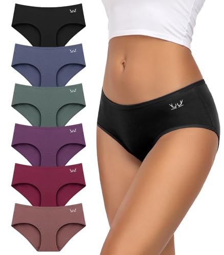 TANSTC Damen Unterhosen Baumwolle 6er-Pack Hipster Slips, Niedrige Taille & Stretch, Atmungsaktiv - Unterwäsche Frauen Baumwolle XXL von TANSTC