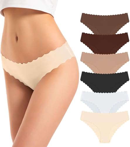 TANSTC Unterwäsche Frauen Nahtlose Slips Hipster Damen Atmungsaktiv Damen-Unterhosen Unsichtbare Slips Panties Pantys Bequeme Sportunterwäsche Weich Damenunterwäsche Schlüpfer, 6er Pack L von TANSTC