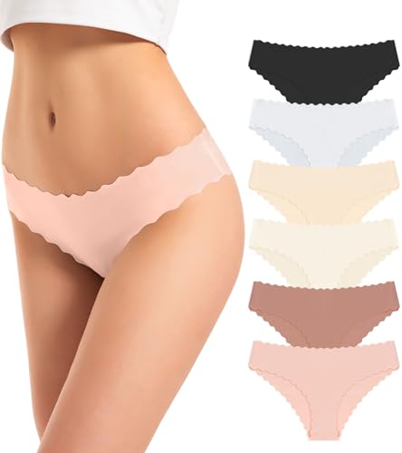 TANSTC Unterwäsche Frauen Seamless Brazilian Slip Damen Panties Hipster Unterwäsche Nahtlose Schlüpfer Stretch Unterhosen Damen Sportunterwäsche Underwear Women Geburtstagsgeschenk 6er Pack M von TANSTC