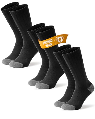 TANSTC Wandersocken Damen 35-38 Dicke Wintersocken Herren Bequem Thermosocken Herrensocken Warme Merino Socken Thermo Skisocken Wollsocken Professionell Tennissocken Sportsocken, Schwarz 3 Paar S von TANSTC