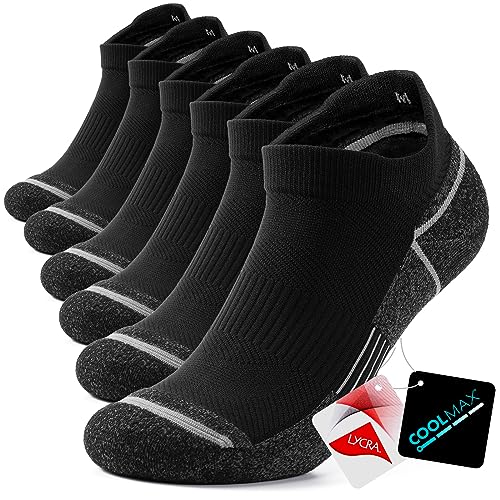 TANSTC Wandersocken Damen Herren 47-50, Rutschfest Laufsocken Tennissocken für Fitness Joggen Workout Freizeit, Seamless Sneaker Socken Funktionssocken, Arbeitssocken für Men Women, Schwarz 3 Paar von TANSTC