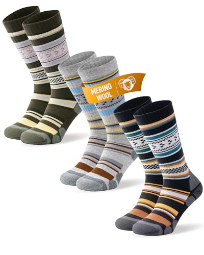 TANSTC Wandersocken Herren 47-50 Merino Warme Socken Damen Wärme Dicke Wintersocken Wollsocken Bequem Thermosocken Socks Herrensocken Atmungsaktiv Tennissocken Sportsocken, Mehrfarbig 3 Paar XL von TANSTC
