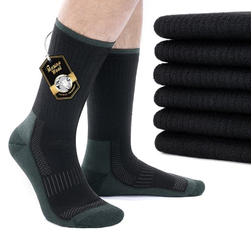 TANSTC Winter Thermosocken Damen 39-42, Merino Professionell Sneaker Socken Herren, Gepolstert Bequem Wandersocken Tennissocken, Rutschfest Dicke Wollsocken Elastizität Herrensocken 3 Paar Schwarz M von TANSTC