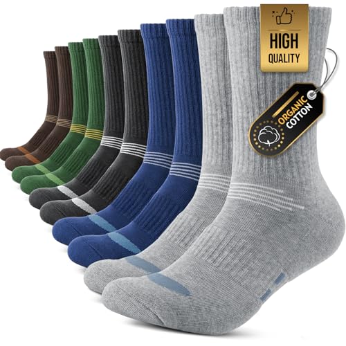 Tennissocken Herren Damen 35-38, Winter Wärme Herrensocken Arbeitssocken Wandersocken, Outdoor Baumwolle Dicke Sneaker Socken, Baumwollsocken Für Frauen Männer, Schwarz Grün Blau Braun Grau 5 Paar von TANSTC