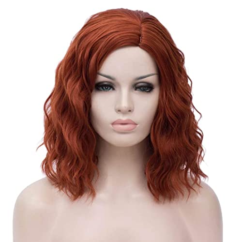 Kurze Kupfer Bob Perücke für Frauen, TANTAKO Kurze Gewellte Ingwer Synthetik Halloween Kostüm Damen Perücke von TANTAKO