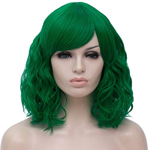 TANTAKO Damen Kurze Grün Perücke Grün Bob Haar Perücke für Halloween Cosplay Karneval Party mit Perücke Kappe von TANTAKO