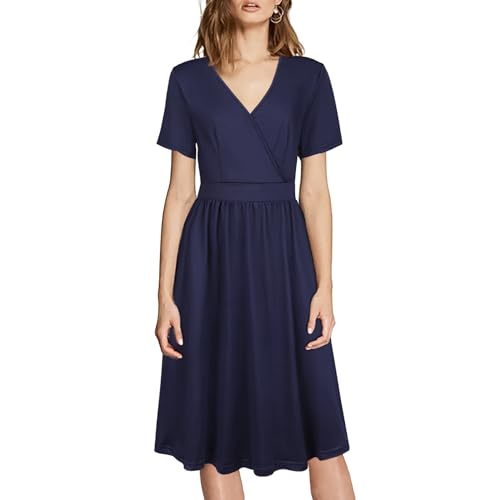 TANTOMI Cocktailkleid Sommerkleid Damen V-Ausschnitt Wickelkleid Damen,Blumenmuster Kleider Perfekt für Cocktailpartys, Feste und den Alltag von TANTOMI