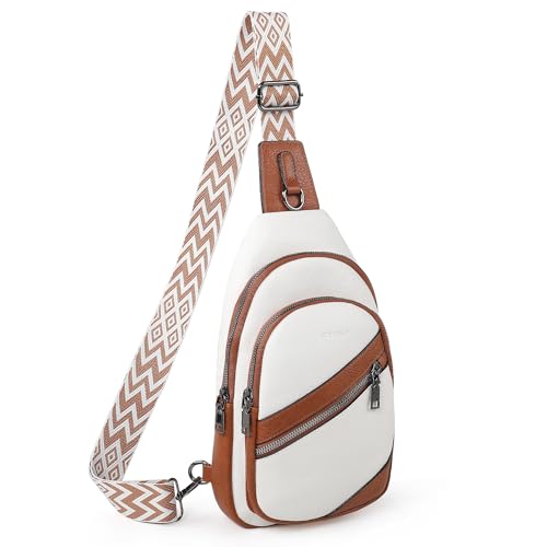 TANTOMI Crossbody-Taschen für Damen, Weiß/Hellbraun von TANTOMI