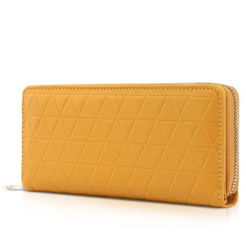 TANTOMI Geldbörse Damen groß im Langformat, Geldbeutel mit Exklusiven Prägungen auf Synthetisches Leder, Portemonnaie mit RFID, und mit Reißverschluss Druckknopf und vielen Fächern. von TANTOMI