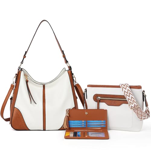 TANTOMI Hobo Bag Geldbörsen für Damen, Tragetasche und Geldbörse, Set, Schultertasche, Handtaschen für den täglichen Gebrauch, Weiß/Hellbraun TANTOMI Hobo Bag Geldbörsen für Damen, Tragetasche und Geldbörse, Set, Schultertasche, Handtaschen für den täglichen Gebrauch, Weiß/Hellbraun von TANTOMI