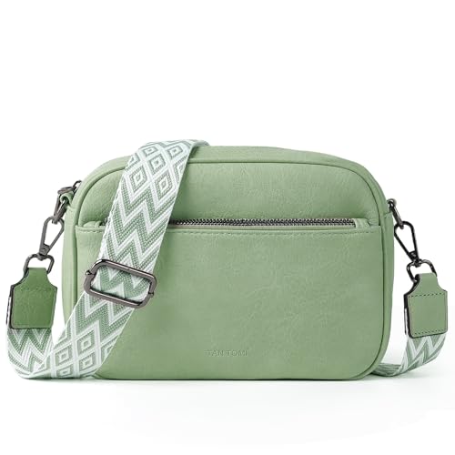 TANTOMI Umhängetasche Damen, Multifunktional mit Fach Crossbody Bag, Kleine Handtaschen Damen Handytasche Moderne Taschen mit Breitem Schultergurt, Blassgruen von TANTOMI
