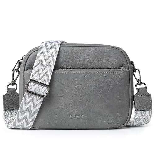 TANTOMI Umhängetasche Damen, Multifunktional mit Fach Crossbody Bag, Kleine Handtaschen Damen Handytasche Moderne Taschen mit Breitem Schultergurt, Grau von TANTOMI