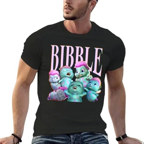 Bibble Collage Logo T-Shirt Plain Kawaii for Men Black S von TANUVJXK