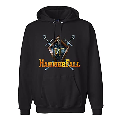 TANYOUPIN HammerFall Logo Men's Pullover Hoodies Unisex Black Cotton Hip Hop Print Sweatshirts Black M von TANYOUPIN