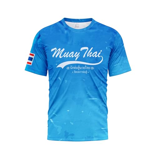 TAO MARTIAL Muay Thai Dry Fit T-Shirt Tanktop mit kurzen Ärmeln Camouflage-Design (Azurblau, Größe XXL) von TAO MARTIAL