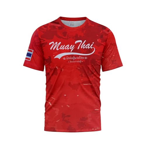 TAO MARTIAL Muay Thai Dry Fit T-Shirt Tanktop mit kurzen Ärmeln Camouflage-Design (Rot, Größe M) von TAO MARTIAL