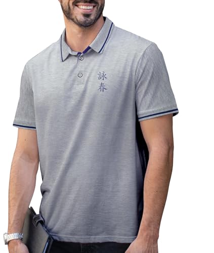 TAO MARTIAL Polo-Shirt Wing Chun Kurzer Ärmel Leichtes Besticktes Kampfkunst-Top (Grau, Größe XL) von TAO MARTIAL