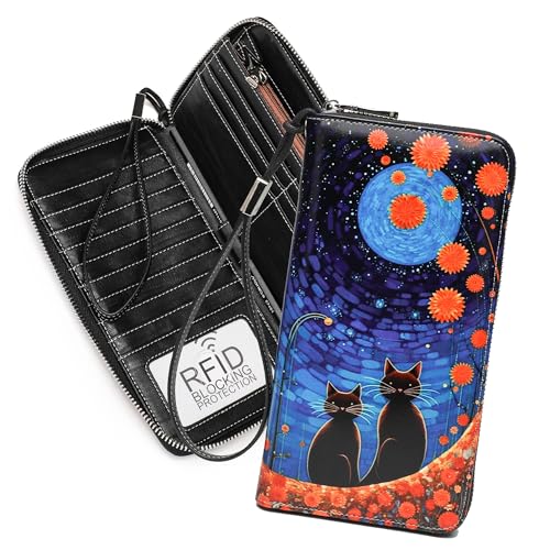 TAOSITUE RFID-blockierendes Armband, große Geldbörse für Frauen, Kreditkartenhalter, zweifach faltbar, Designer-Reißverschluss, Telefon, Lange Geldbörse von TAOSITUE