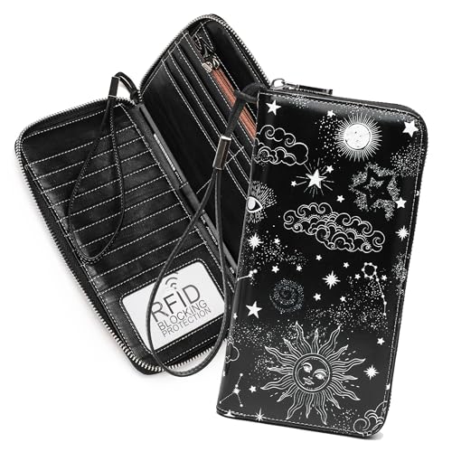 TAOSITUE RFID-blockierendes Armband, große Geldbörse für Frauen, Kreditkartenhalter, zweifach faltbar, Designer-Reißverschluss, Telefon, Lange Geldbörse von TAOSITUE