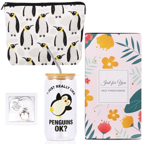 TAOVEEK Pinguin-Geschenke für Frauen, Pinguin-Liebhaber, Pinguin-Liebhaber, Geschenke für Frauen, inklusive Pinguin-Glasbecher, Make-up-Tasche, Schlüsselanhänger für meinen Pinguin-Freund, Weihnachten TAOVEEK Pinguin-Geschenke für Frauen, Pinguin-Liebhaber, Pinguin-Liebhaber, Geschenke für Frauen, inklusive Pinguin-Glasbecher, Make-up-Tasche, Schlüsselanhänger für meinen Pinguin-Freund, Weihnachten von TAOVEEK