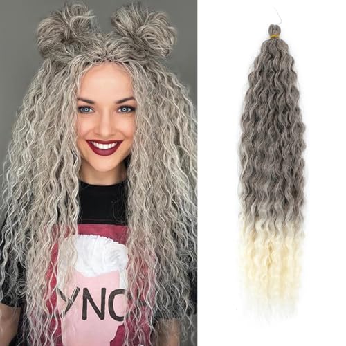TAOYEMY Deep Twist Häkelhaar 22 Zoll 6 Packungen Ocean Wave Lockig Flechten Haar Extensions Synthetisches Lockiges Häkelhaar Für Schwarze Frauen (T12#, 22 inch-6 PC) von TAOYEMY