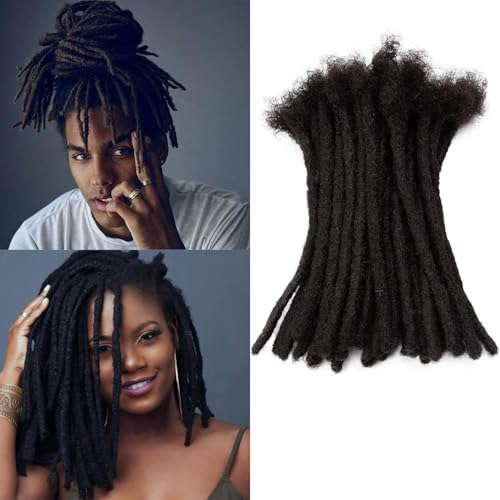 TAOYEMY Dreadlock Extension 8 inch 100% Human Hair Afro Kinky 10 Strands Dreadlock Extensions for Man/Women (1B, 0.6cm-8inch-10 pieces) von TAOYEMY