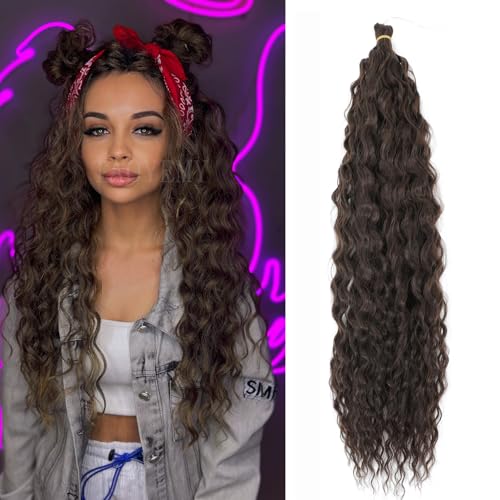 TAOYEMY Deep Twist Häkelhaar 16 Zoll 3 Packungen Ocean Wave Lockig Flechten Haar Extensions Synthetisches Lockiges Häkelhaar Für Schwarze Frauen (4#, 16 inch-3 PC) von TAOYEMY