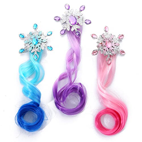 3Pcs Farbverlauf Ponytail Roll Haarverlängerungen Hair Clip,Mädchen Lovely Gradient Colorful Wigs Haarnadeln Twist Braider Glitter Schneeflocke Stirnband Haarclips (Mix) von TAOZHIYAO