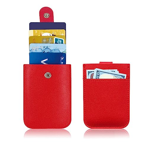 TAOZHIYAO Ultra-dünne Frauen Pull-Out-Kreditkarte Fall, PU Leder Schnalle Design Business Card Holder Frauen Münze Tasche, Stack Up Pull Out Mini Kaskadierung Geldbörsen (Rot) von TAOZHIYAO