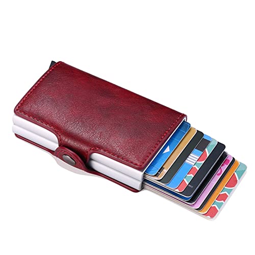 TAPIVA Visitenkartenhalter Kartenhalter Herren Kreditkartenetui Mini-Geldbörse Herren RFID-Kartenbox Doppelte Aluminiumbox Bankkartenhalter Geldbörse Kartenhalter Etui (Farbe: Rojo) von TAPIVA