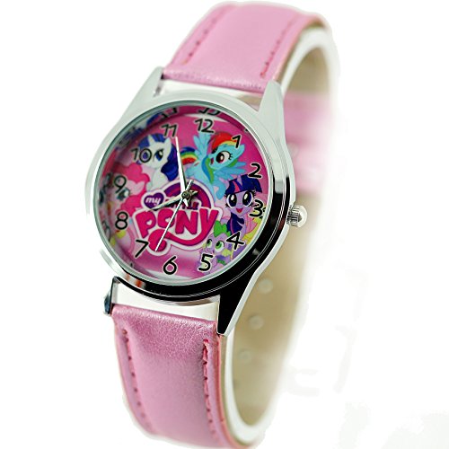 TAPORT® Damen Uhr Analog Quarzwerk mit Leder armband Disney My Little Pony E2 Rosa Rund von TAPORT