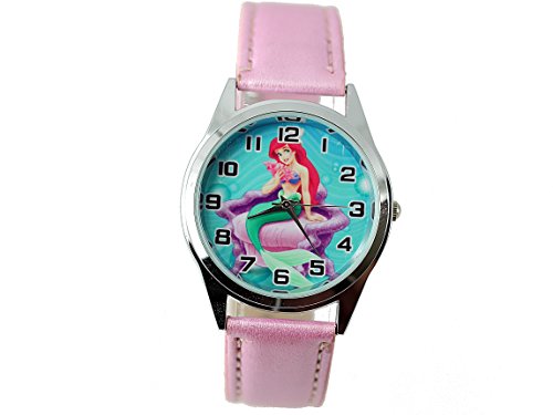 TAPORT® Damen Uhr Analog Quarzwerk mit Leder armband The Little Mermaid Rosa Rund von TAPORT