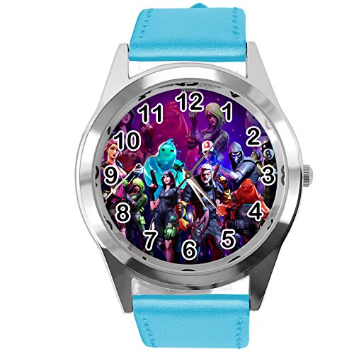 TAPORT Blaue Leder Runde Uhr FG1NT, blau, Gurt von TAPORT