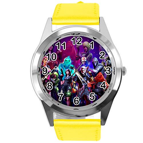 TAPORT Gelbe Leder Runde Uhr FG1NT, gelb, Gurt von TAPORT