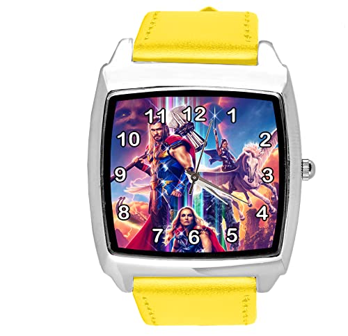 Gelbe quadratische Uhr aus Leder für Fantasy-Fans, gelb von TAPORT